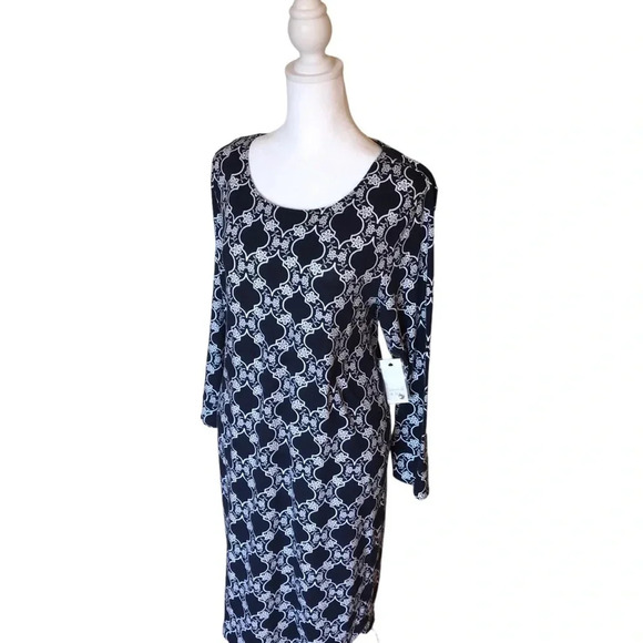 Crown & Ivy Blue & Cream Lightweight Dress NEW W/Tags - Picture 2 of 13